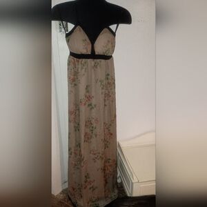 Floral Maxi Dress with Black Accents